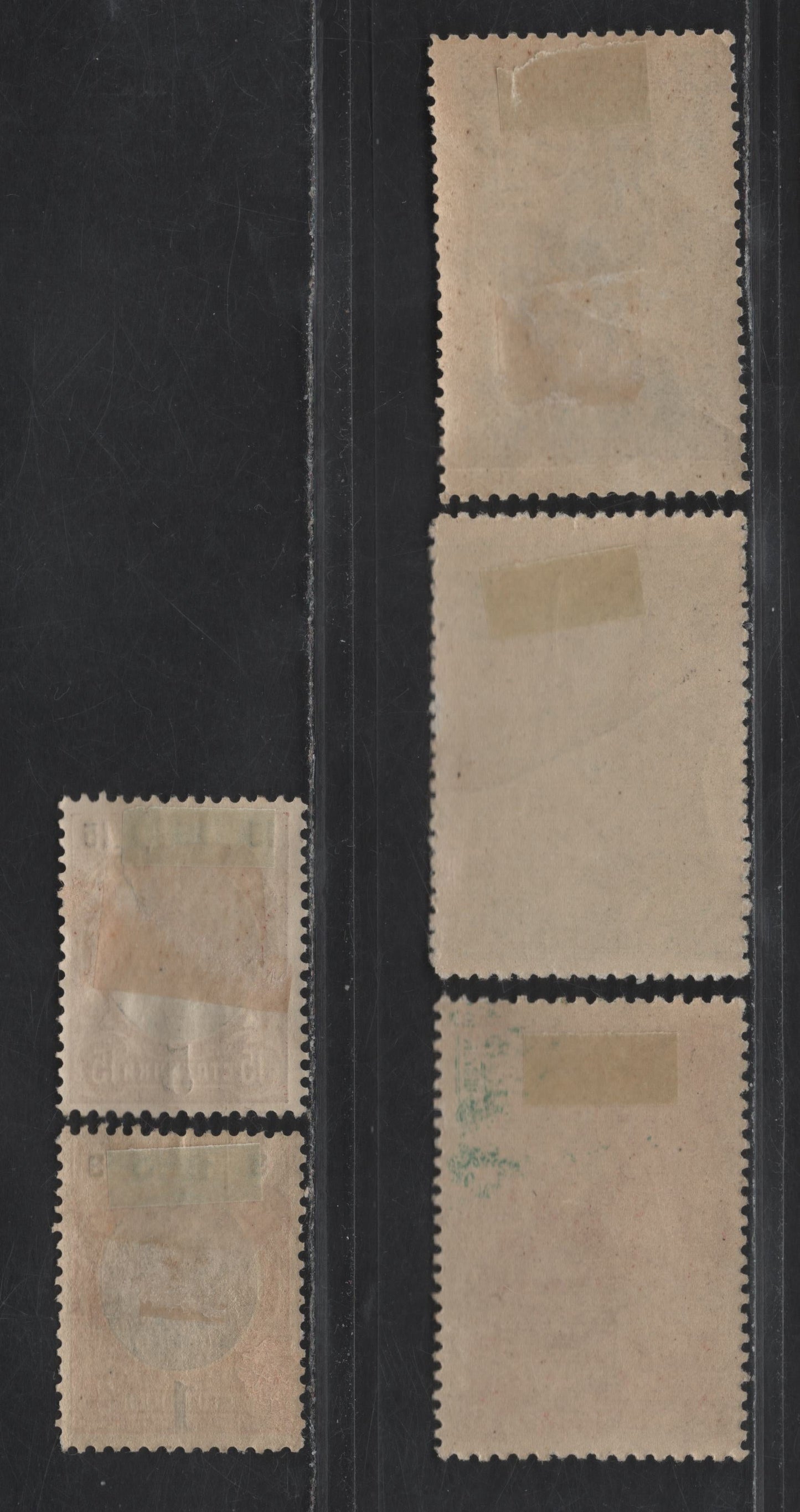 Lot 397 Bulgaria SC#70-72, 87-88 5s-5s on 15s Lake-Claret & Grey Black Fighting At Shipka Pass-Tsar Ferdinand, 1902-1910  Battle Of Shipka Pass-Surcharges, 5 VG & VF OG Singles Horizontal Crease On 15s Blue