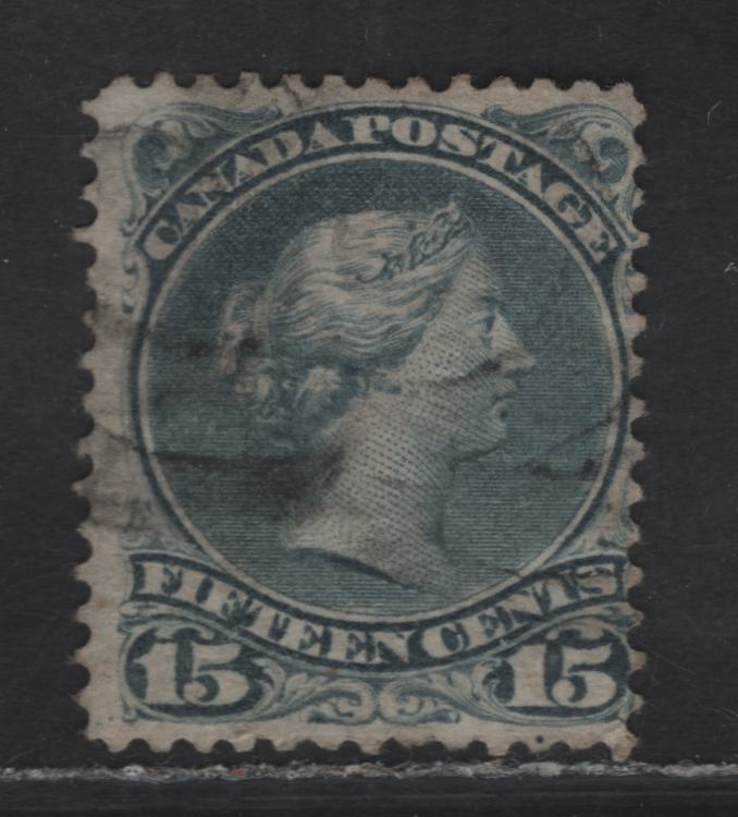 Lot 45 (C) Canada #30b 15c Deep Blue Gray Queen Victoria, 1868-1876 Large Queen Issue, A Very Good Used Single, Mid Montreal Printing, Paper MM-B, Perf 12.1x12.2.