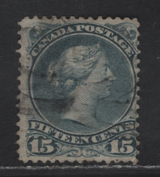 Lot 45 (C) Canada #30b 15c Deep Blue Gray Queen Victoria, 1868-1876 Large Queen Issue, A Very Good Used Single, Mid Montreal Printing, Paper MM-B, Perf 12.1x12.2.
