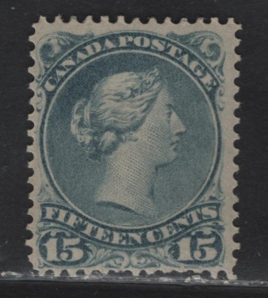 Lot 46 (C) Canada #30b 15c Blue Gray Queen Victoria, 1868-1876 Large Queen Issue, A VGOG Single, Late Montreal Printing, Paper LM-D, Perf 12.1x12.2.
