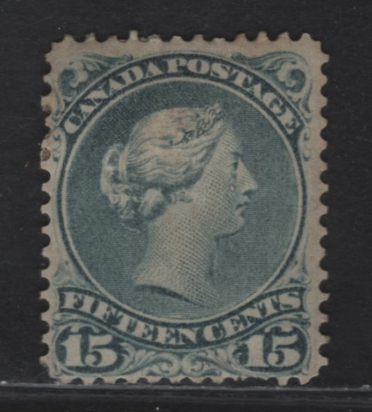 Lot 49 (C) Canada #30b 15c Deep Blue Gray Queen Victoria, 1868-1876 Large Queen Issue, A VGOG Single, Late Second Ottawa Printing, Paper 2O-KK, Perf 12.1.