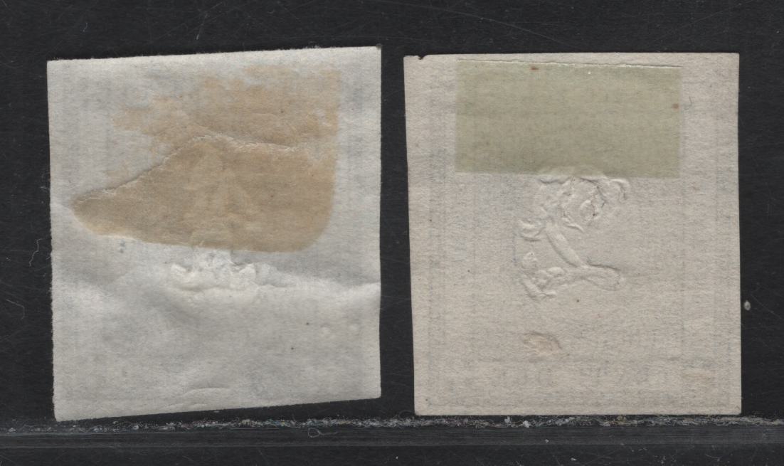 Lot 58 Sardinia SC#P1, P2 1c - 2c Black Numeral, 1861 Newspaper Issue, 2 FOG & Unused Singles, 1c Has Gum, 2c Without Gum