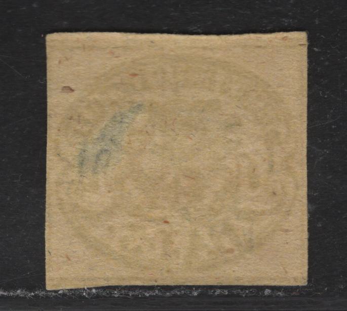 Lot 59 Roman States SC#4c 3b Black on Yellow Papal Arms, 1852 Imperf Arms Issue, A Very Good Unused Imperf Single, VF Appearing Example, Possesses All 12 Characteristics of The Genuine Stamp, No Gum & Moderate Hinge Thin.