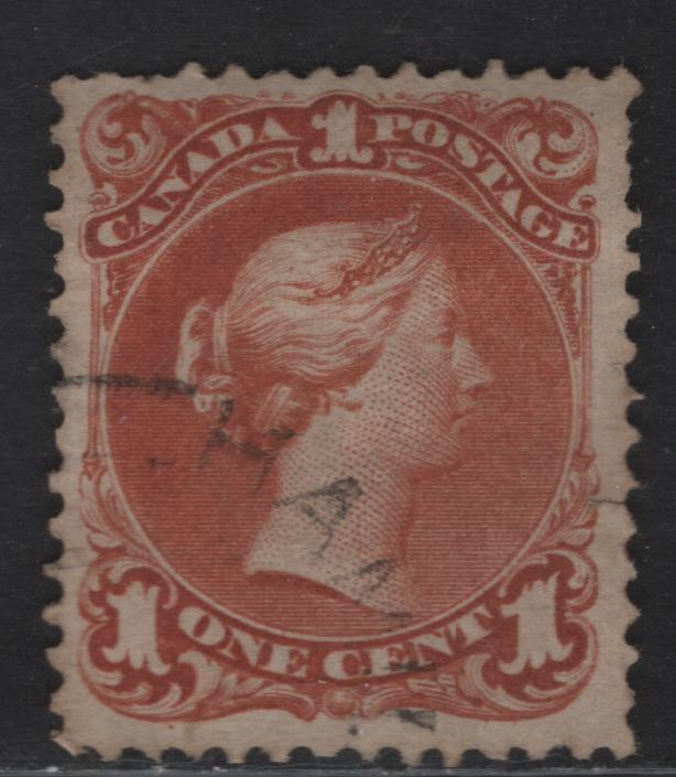 Lot 6 (C) Canada #22 1c Red Brown Queen Victoria, 1868-1876 Large Queen Issue, A Good Used Single, Bothwell paper 4 (FO-M), Perf 12x12.1, Small Tear In lower Margin At Left Above Left 1.
