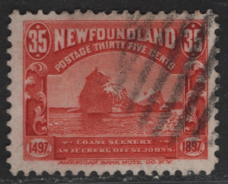 Lot 62 (C) Newfoundland #73 35c Red Iceberg, 1897 Discovery of Newfoundland Issue, A Fine Used Single, Paper ABNN-E