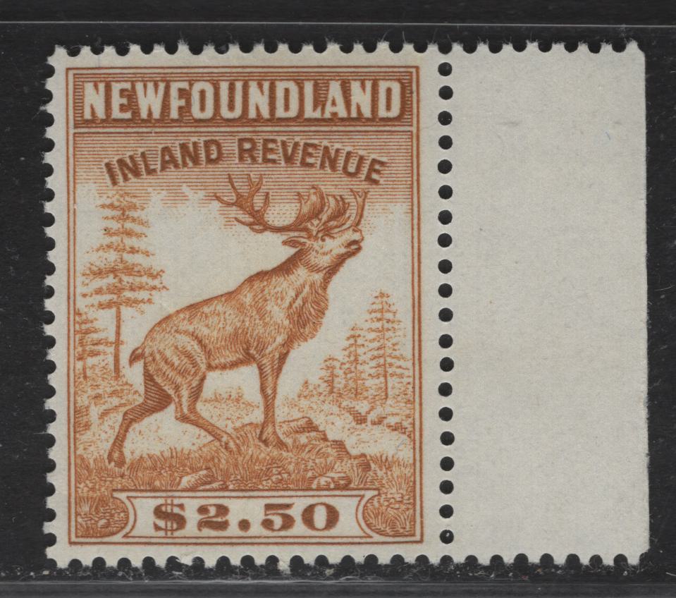 Lot 63 (C) Newfoundland Van Dam#NFR51 $2.50 Mustard Moose, 1966 Inland Revenue Issue, A VFNH Single, Bradbury Wilkinson, Perf 13.25x13.5