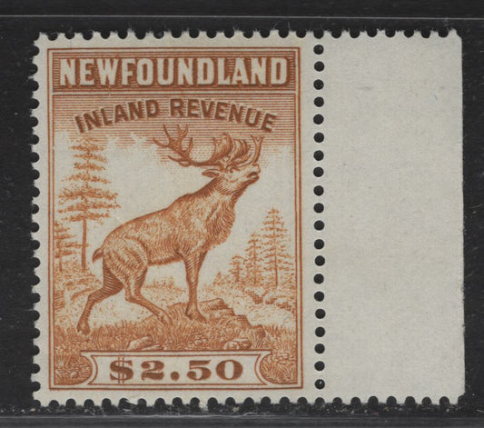 Lot 63 (C)Newfoundland Van Dam#NFR51 $2.50 Mustard Moose, 1966 Inland Revenue Issue, A VFNH Single, Bradbury Wilkinson, Perf 13.25x13.5