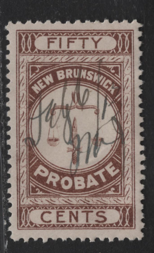 Lot 77 (C)New Brunswick Van Dam#NBP3 50c Brown Scales, 1895 First Probate Issue, A Very Fine Used Single, Minor Internal Wrinkles That Could Probably Be Pressed Out