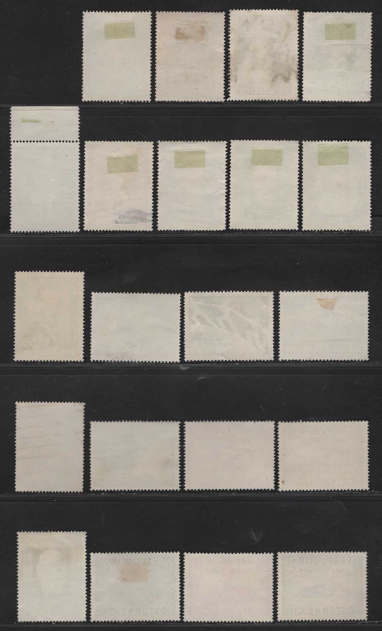 Lot 97 Austria SC#559, 557, 563-564, 571, 575, 576, 582-583, 614, 592, 595-603, 605, 607-608, 611 1s - 1.50s Deep Blue - Gray Black Parliament - Portraits, 1948-1957 Renner - Korner Issues, 21 Fine/Very Fine Used Singles