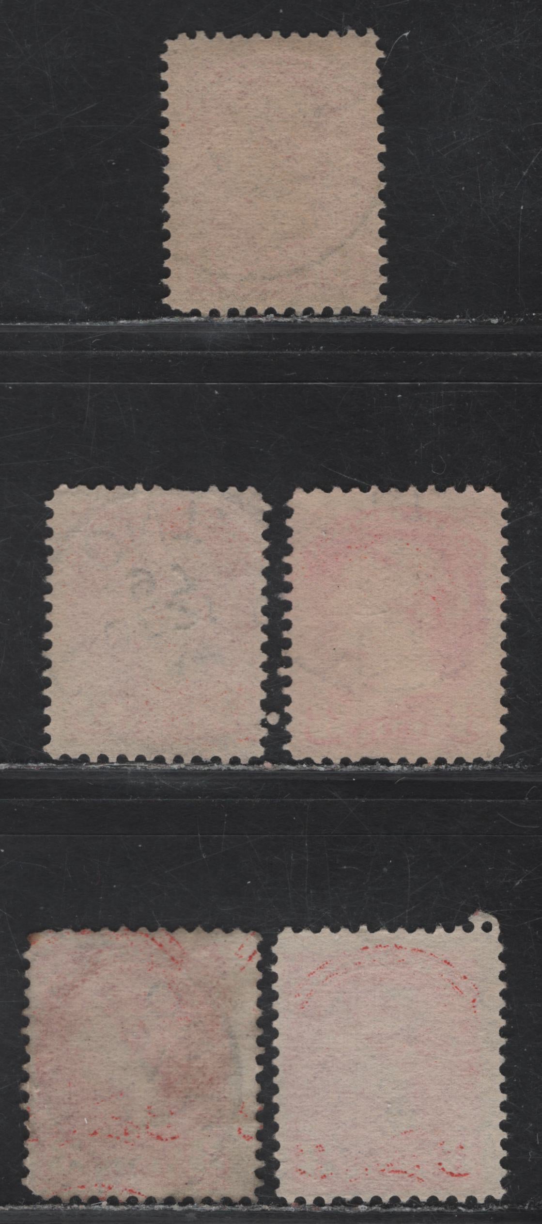 Lot 102 (C) Canada #41 3c Deep Vermillion - Orange Vermillion Queen Victoria, 1888-1897 Small Queen Issue, 5 Fine Used Singles, Late 2nd Ottawa Printings, 1897 Dates, All Different Shades, All On Translucent Horizontal Wove Papers, Unchecked For Perfs.