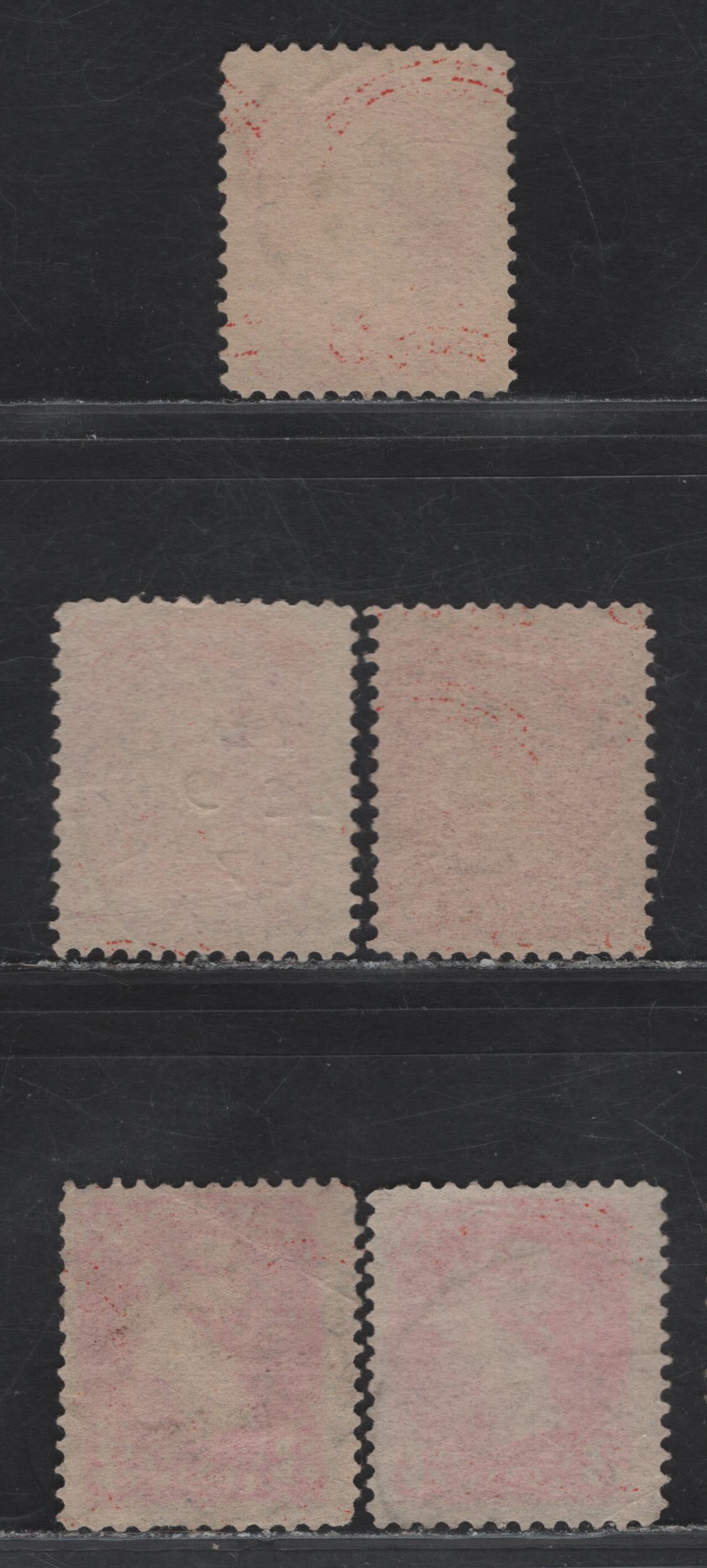 (C) Canada #41 3c Orange Vermillion Queen Victoria, 1888-1897 Small Queen Issue, 5 Fine Used Singles, Late 2nd Ottawa Printings, 1897 Dates, All Different Shades, All On Translucent Horizontal Wove Papers, Unchecked For Perfs.