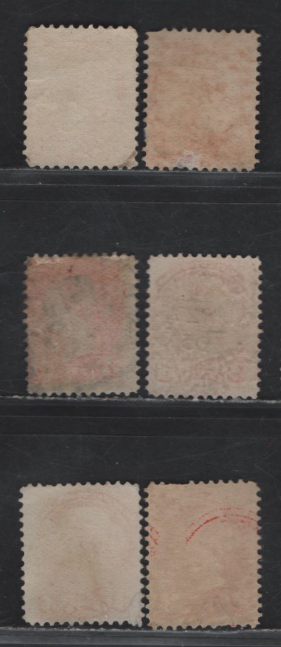 Lot 112 (C) Canada #41 3c Vermillion & Orange Vermillion Queen Victoria, 1888-1897 Small Queen Issue, 6 Very Good/Fine Used Singles, Squared Circle Cancels, Different Shades & Paper Types