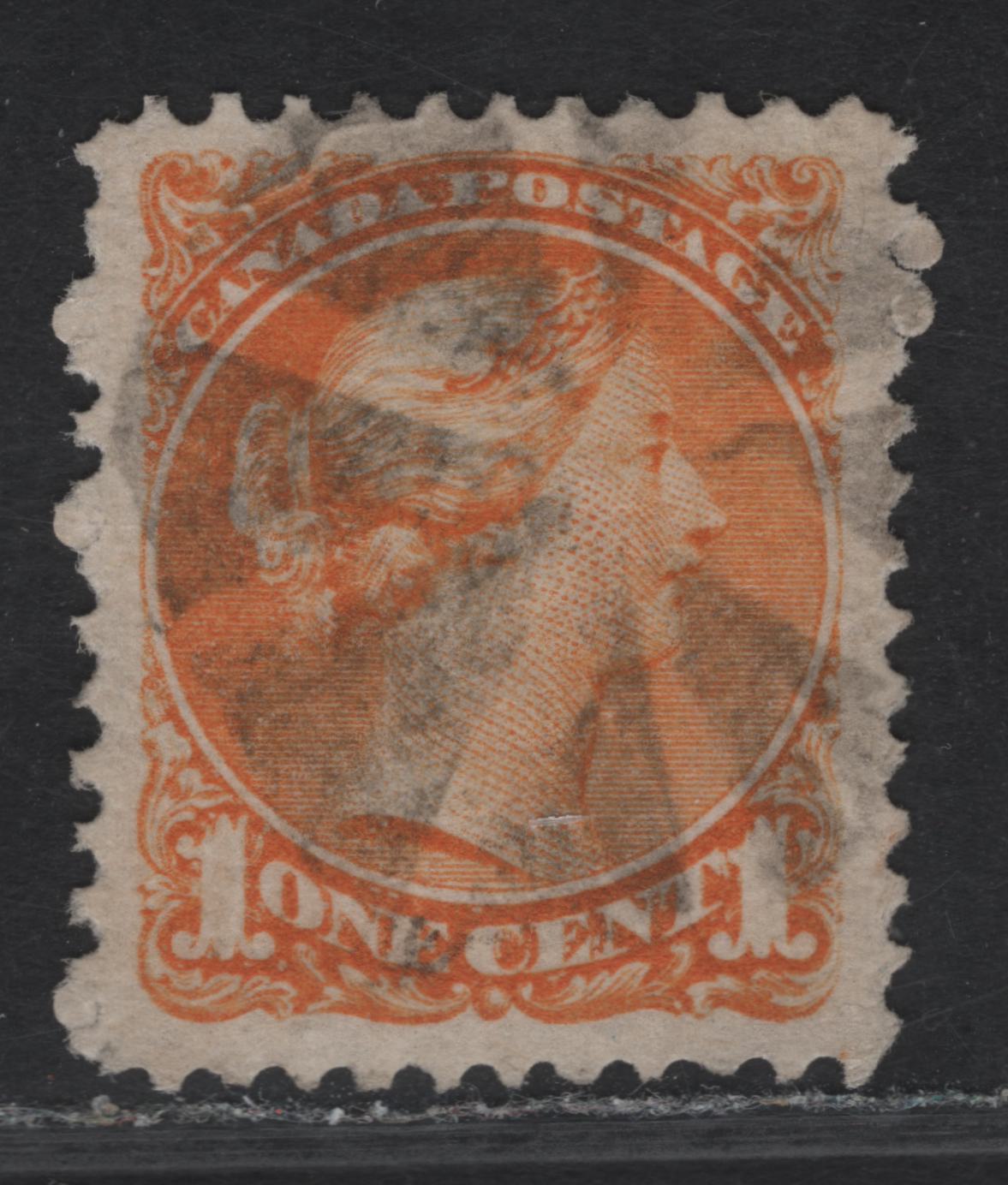 Lot 12 (C) Canada #35d 1c Bright Orange Queen Victoria, 1870-1893 Small Queen Issue, A Very Fine Used Single, Mid Montreal Printing, Paper MM-I, Without Position Dot At LL, Clear, Circle Of Wedges Cancel.