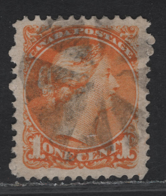Lot 12 (C) Canada #35d 1c Bright Orange Queen Victoria, 1870-1893 Small Queen Issue, A Very Fine Used Single, Mid Montreal Printing, Paper MM-I, Without Position Dot At LL, Clear, Circle Of Wedges Cancel.