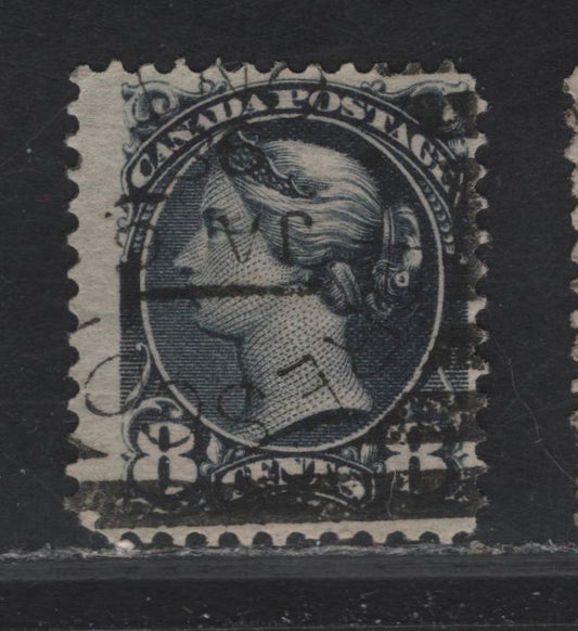 Lot 137 (C) Canada #44 8c Very Deep Slate Queen Victoria, 1888-1897 Small Queen Issue, A Fine Used Single, Paper 2O-E, Perf 12, January 6, 1898 Prescott Squared Circle Cancel, Intermediate Unlisted Shade.