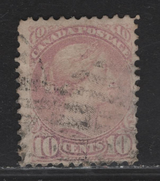 Lot 140 (C) Canada #40e 10c Pale Milky Rose Lilac Queen Victoria, 1870-1893 Small Queen Issue, A Very Good Used Single, Mid Montreal Printing, Paper MM-D, Perf 11.75x12, Much Better Color Than Usually Seen, Two Shallow Thin Spots Along The Right Side.