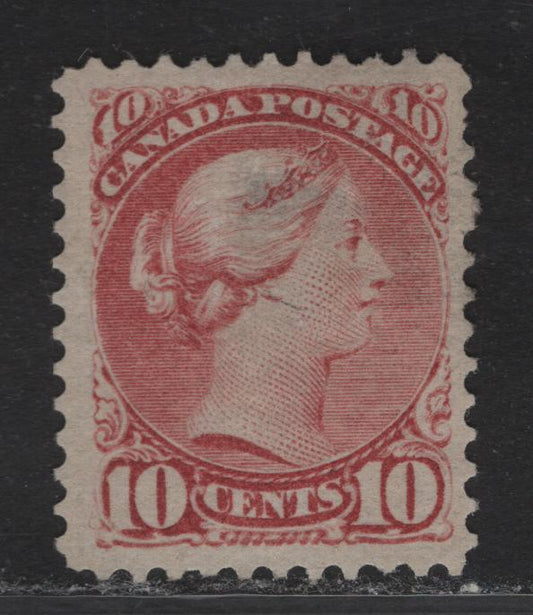 Lot 147 (C) Canada #45vi 10c Dull Rose Queen Victoria, 1888-1897 Small Queen Issue, A Very Good Unused Single, Thin Paper (2O-EE), Perf 12, Shallow Hinge Thin.
