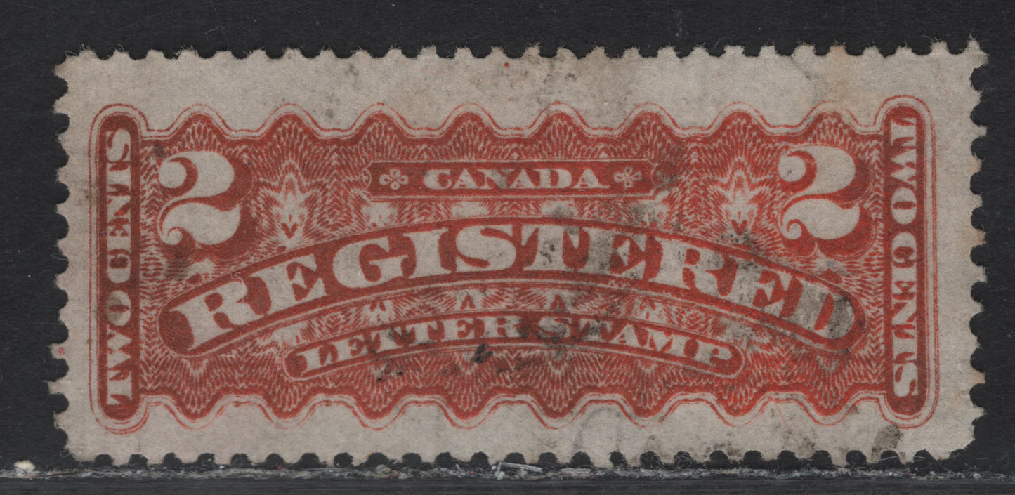 Lot 158 (C) Canada #F1d 2c Dull Orange Red Registered, 1875-1896 Registration Issue, A Fine Used Single, Mid Montreal Printing, Paper MM-R, Perf 11.9x11.75.