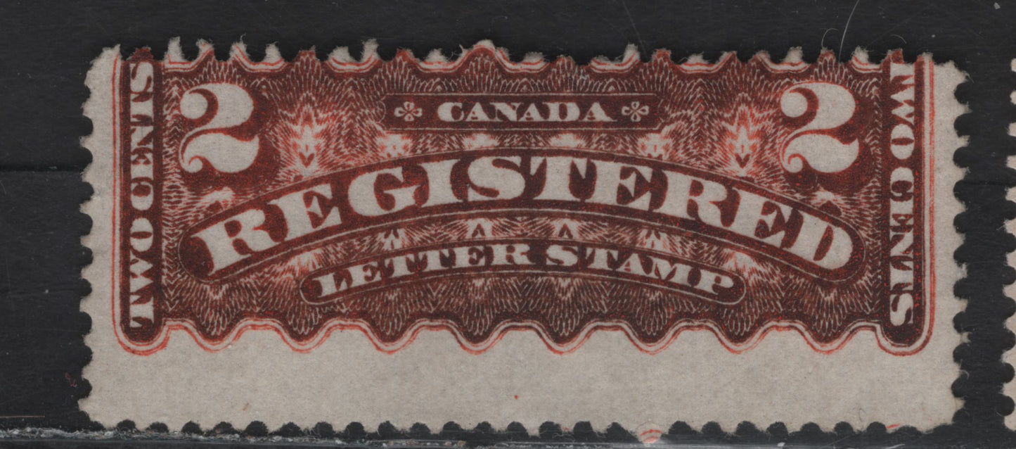 Lot 160 (C) Canada #F1i 2c Oxidized Orange Registered, 1875-1896 Registration Issue, A Very Good Unused Single, Mid Montreal Printing, Paper MM-R, Perf 12x11.9.