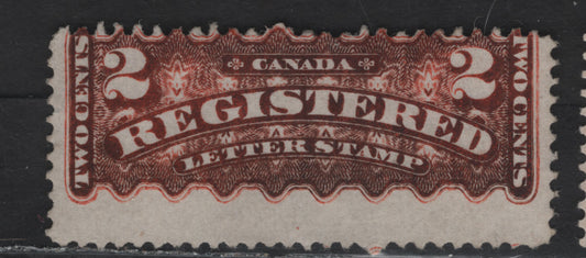 Lot 160 (C) Canada #F1i 2c Oxidized Orange Registered, 1875-1896 Registration Issue, A Very Good Unused Single, Mid Montreal Printing, Paper MM-R, Perf 12x11.9.