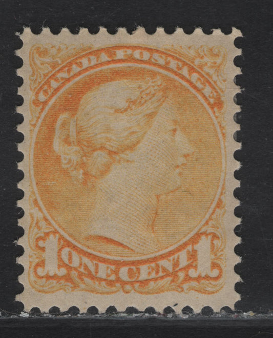 Lot 18 (C) Canada #35i 1c Yellow Queen Victoria, 1870-1893 Small Queen Issue, A VFOG Single, Late Montreal Printing, Paper MM-O, Perf 12x12.1, Medallion Dot At 3 O'Clock.