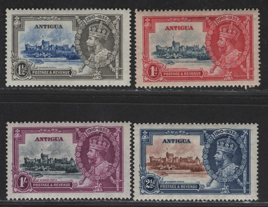 Lot 184 (C) Antigua SG#91-94 1d - 1/- Indigo & Carmine - Slate & Purple Windsor Castle, 1935 Silver Jubilee Issue, 4 VFOG Singles, Basic Hinged Set