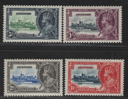 Lot 185 (C) Ascension SG#31-34 1.5d Deep Blue & Scarlet - Slate & Purple Windsor Castle, 1935 Silver Jubilee Issue, 4 VFNH Singles, Well Centered NH Set
