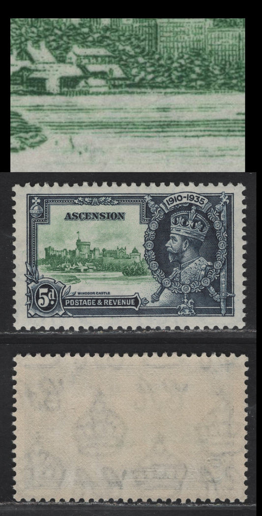 Lot 188 Ascension SG#33k 5d Green & Indigo Windsor Castle, 1935 Silver Jubilee Issue, A VFNH Single, Kite & Vertical Log Variety, One Of The Key Constant Varieties Of The Waterlow Printings