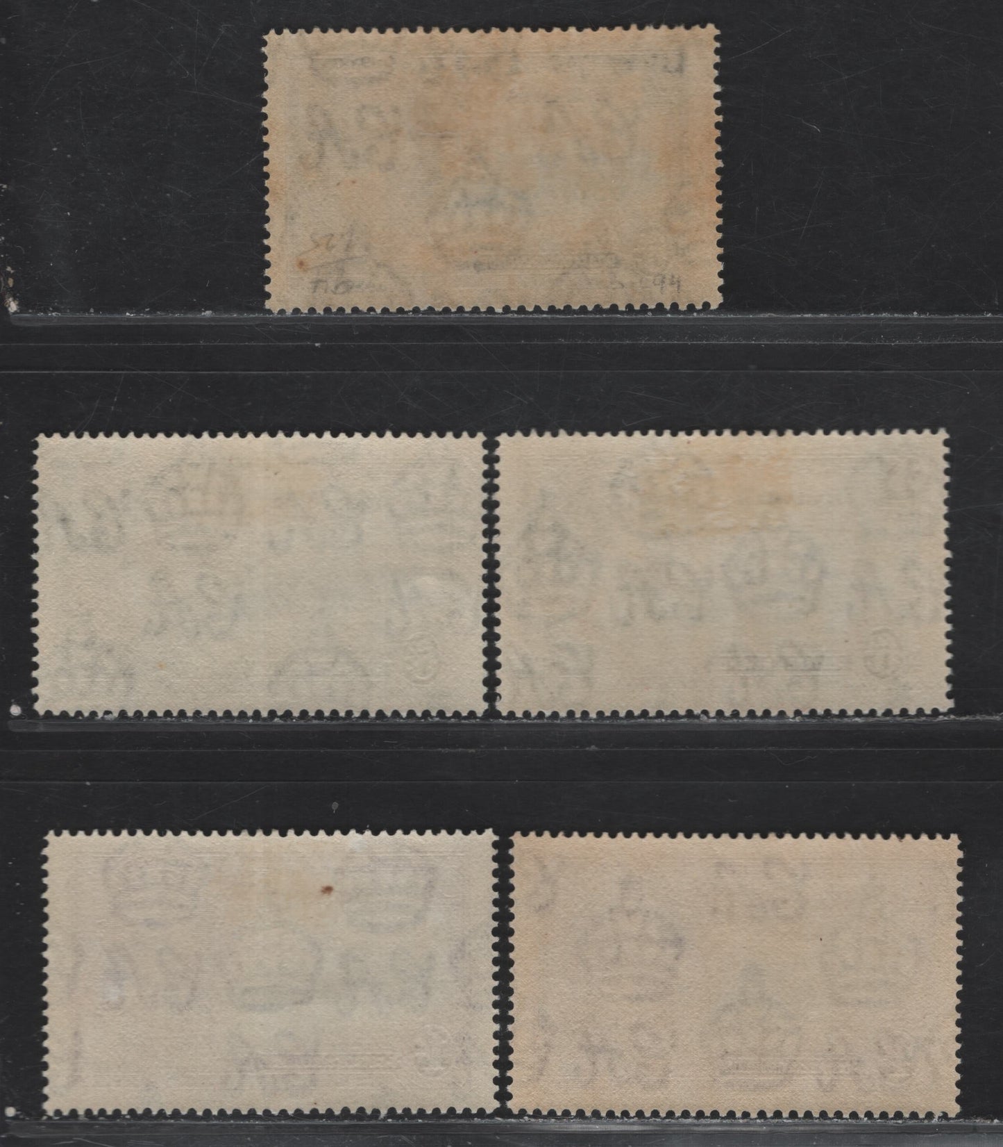 Lot 194 Bahamas SG#143-144 6d - 1/- Light Blue & Olive - Slate & Purple Windsor Castle, 1935 Silver Jubilee Issue, 5 VFOG Singles, Showing Different Frame/Vignette Shades