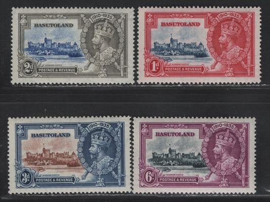 Lot 220 Basutoland SG#11-14 1d - 6d Deep Blue & Carmine - Slate & Purple Windsor Castle, 1935 Silver Jubilee Issue, 4 VFNH Singles, Well Centerend NH Mint Set, Very Slight Gum Glazing On 1d & 6d