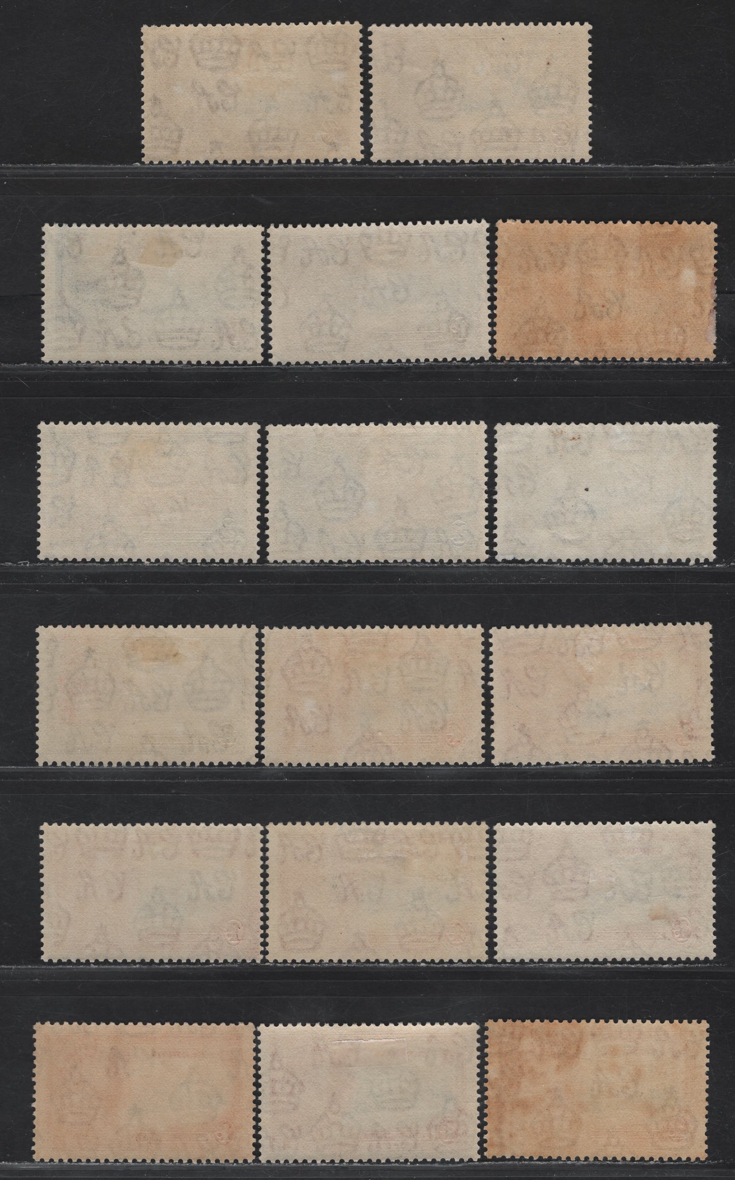 Lot 240 Bermuda SG#94-97 1d - 1/- Deep Gray Blue & Scarlet - Slate & Deep Plum Windsor Castle, 1935 Silver Jubilee Issue, 17 F/VFOG Singles, Shade Lot Showing A Representative Group Of The Different Frame & Vignette Shades
