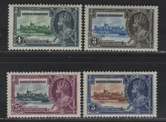Lot 264 British Honduras SG#143-146 3c - 25c Ultramarine & Gray Black - Slate & Purple Windsor Castle, 1935 Silver Jubilee Issue, 4 VFOG Singles, Hinged Set