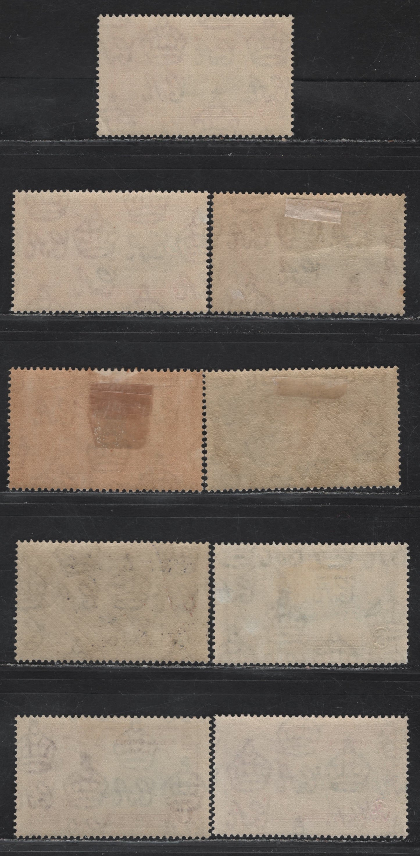 Lot 269 British Solomon Islands SG#53-56var 1.5d - 1/- Gray Blue & Carmine - Slate & Purple Windsor Castle, 1935 Silver Jubilee Issue, 9 F/VFOG Singles, Shade Lot Showing Some Of The Shades That Can Be Found On The Frames & Vignettes Of This Issue