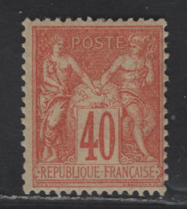 Lot 283 France SG#95 40c Red on Straw Peace & Commerce, 1877-1880 Peace & Commerce Issue, A FOG Single, Type II