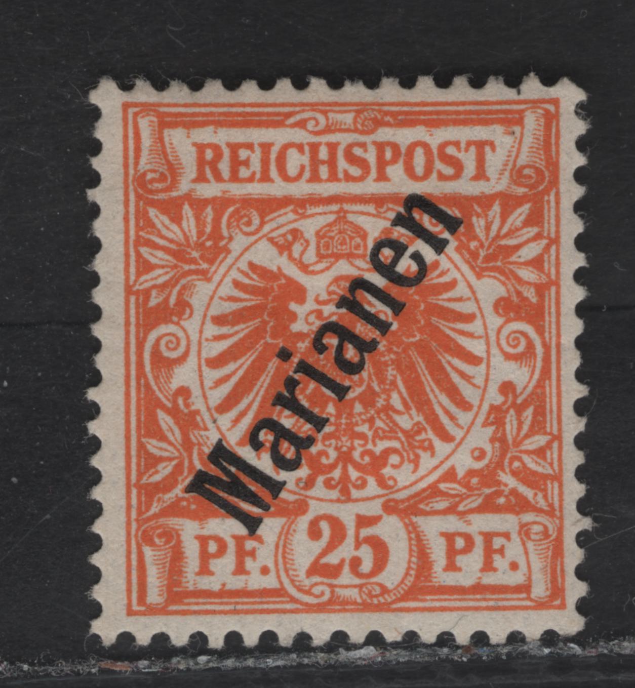 Lot 308 Mariana Island - German Dominion SC#15 25pf Orange Arms, 1900 Overprinted Arms Of Germany Issue, A VFOG Single, 56 Degree Overprint