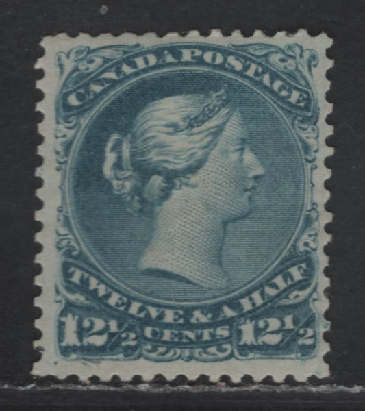 Lot 313 Canada SC#28 12.5c Blue Queen Victoria, 1868-1876 Large Queen Issue, A FOG Single, Paper FO-CC (Duckworth Paper 9b), Sismondo Certificate Saying Gum Is Not Original - I Respectfully Disagree