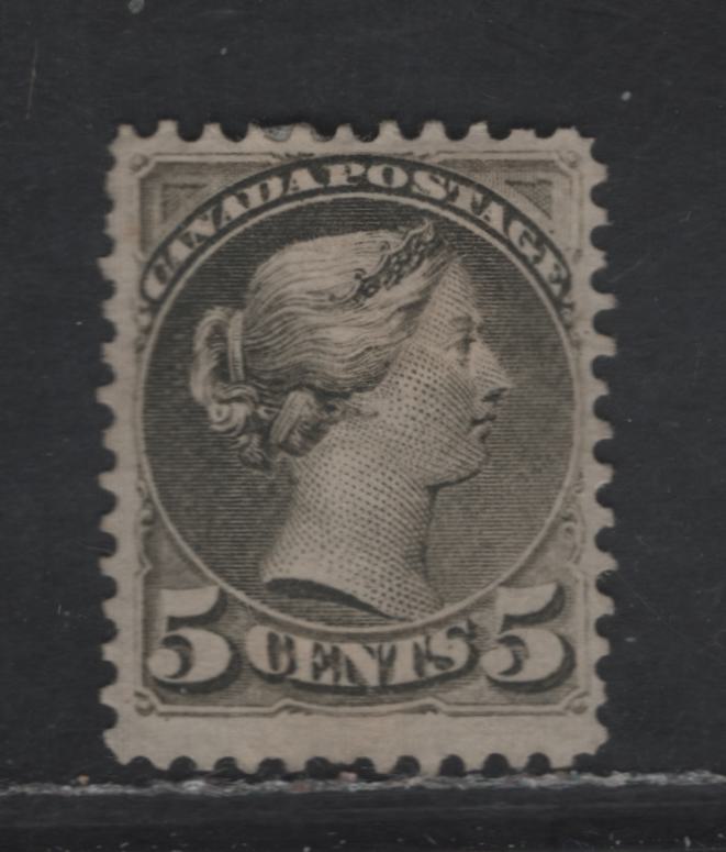 Lot 314 Canada SC#38a 5c Slate Green Queen Victoria, 1870-1893 Small Queen Issue, A FOG Single, Mid Montreal Printing, Paper MM-U, Perf 11.75x12, Sismondo Certificate States The Part Original Gum Remaining Is Original.