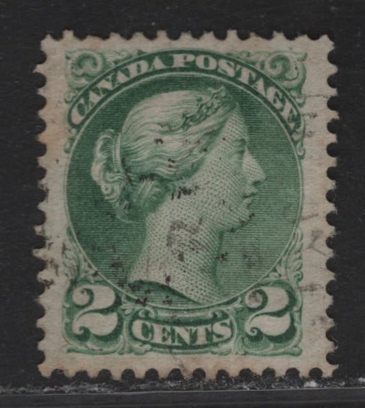 Lot 32 (C) Canada #36i 2c Grass Green Queen Victoria, 1870-1893 Small Queen Issue, A Fine Used Single, Early Second Ottawa Printing, Paper 2O-S, Perf 12x12.1.