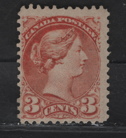 Lot 46 (C) Canada #37c 3c Dull Red Queen Victoria, 1870-1893 Small Queen Issue, A FOG Single, Early Montreal Printing, Paper MM-L, Perf 12.