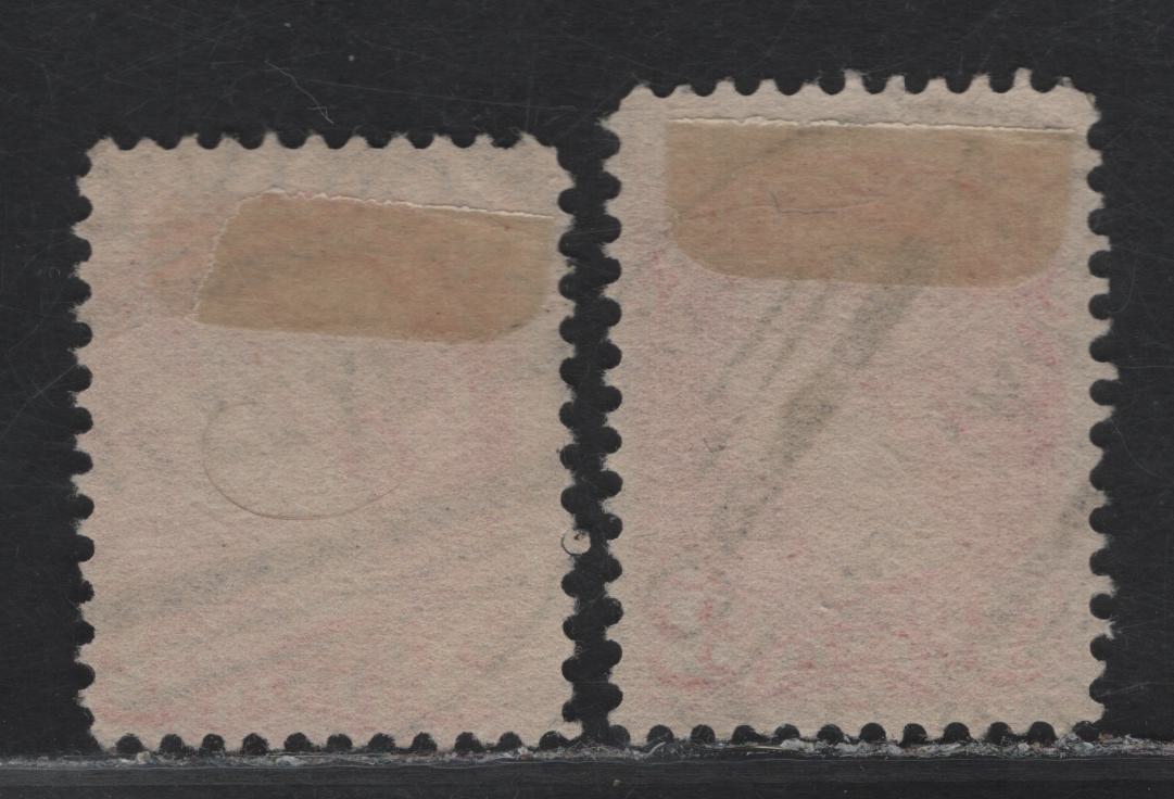 Lot 72 (C) Canada #41 3c Dull Vermillion Queen Victoria, 1888-1897 Small Queen Issue, 2 Very Good/Fine Used Singles, Ottawa & Toronto Precursor Squared Circle Cancels From July & August 1892, Paper 2O-II, Perf 12