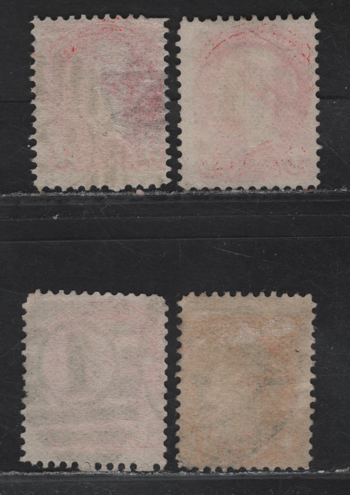 Lot 81 (C) Canada #35, 41 1c - 3c Deep Yellow & Vermillion Queen Victoria, 1870-1897 Small Queen Issue, 4 Very Good/Fine Used Singles, 2nd Ottawa Printings, Various Translucent Papers, #1 & #2 Numeral Duplex Strikes & Toronto Oval Parcel Cancels.