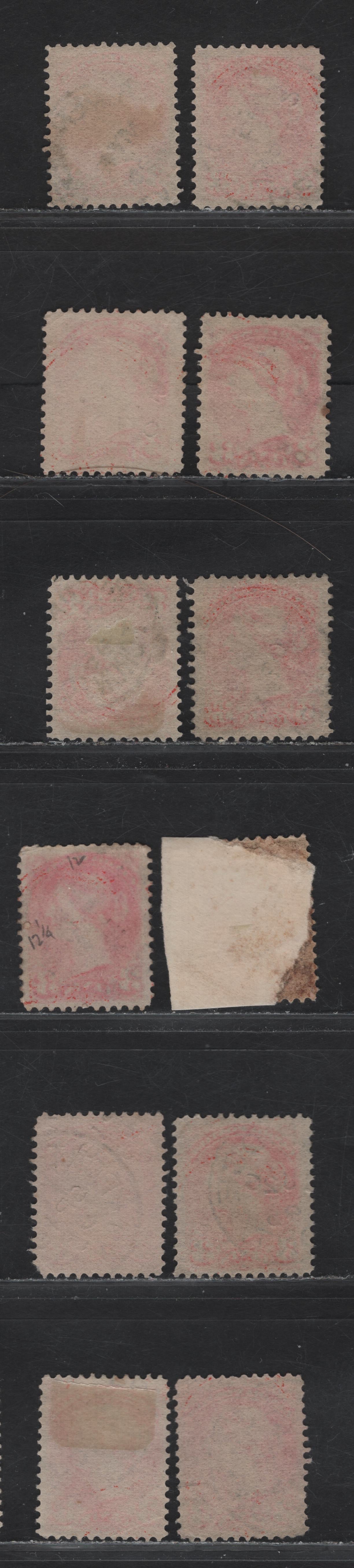 Lot 86 (C) Canada #41 3c Orange Vermillion, vermillion & Pale Vermillion Queen Victoria, 1888-1897 Small Queen Issue, 12 Very Fine Used Singles, Mid 2nd Ottawa Printings, All Dated 1895, Different Papers, Unchecked As To Perfs.