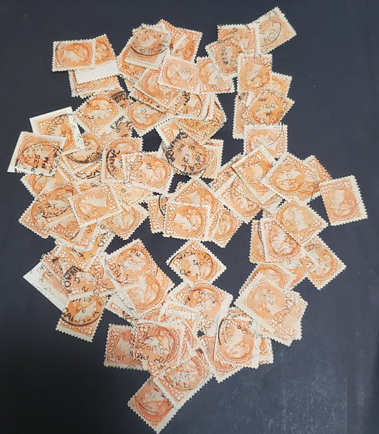 Lot 95 (C) Canada #41 3c Vermillion & Orange Vermillion Queen Victoria, 1888-1897 Small Queen Issue, 75-100 Very Good Used Singles, Late Second Ottawa Printings, Different 1896 Dates, Various Paper Types, Not Checked For Perfs.