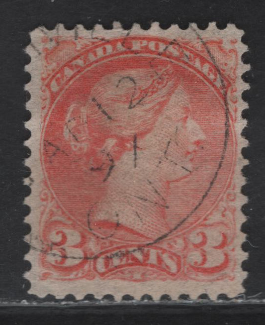Lot 96 (C) Canada #41 3c Very Pale Dull Vermillion Queen Victoria, 1888-1897 Small Queen Issue, A Fine Used Single, Very Scarce & Distinct Shade, Late Second Ottawa Printing, Paper 2O-N, Perf 12x12.2.