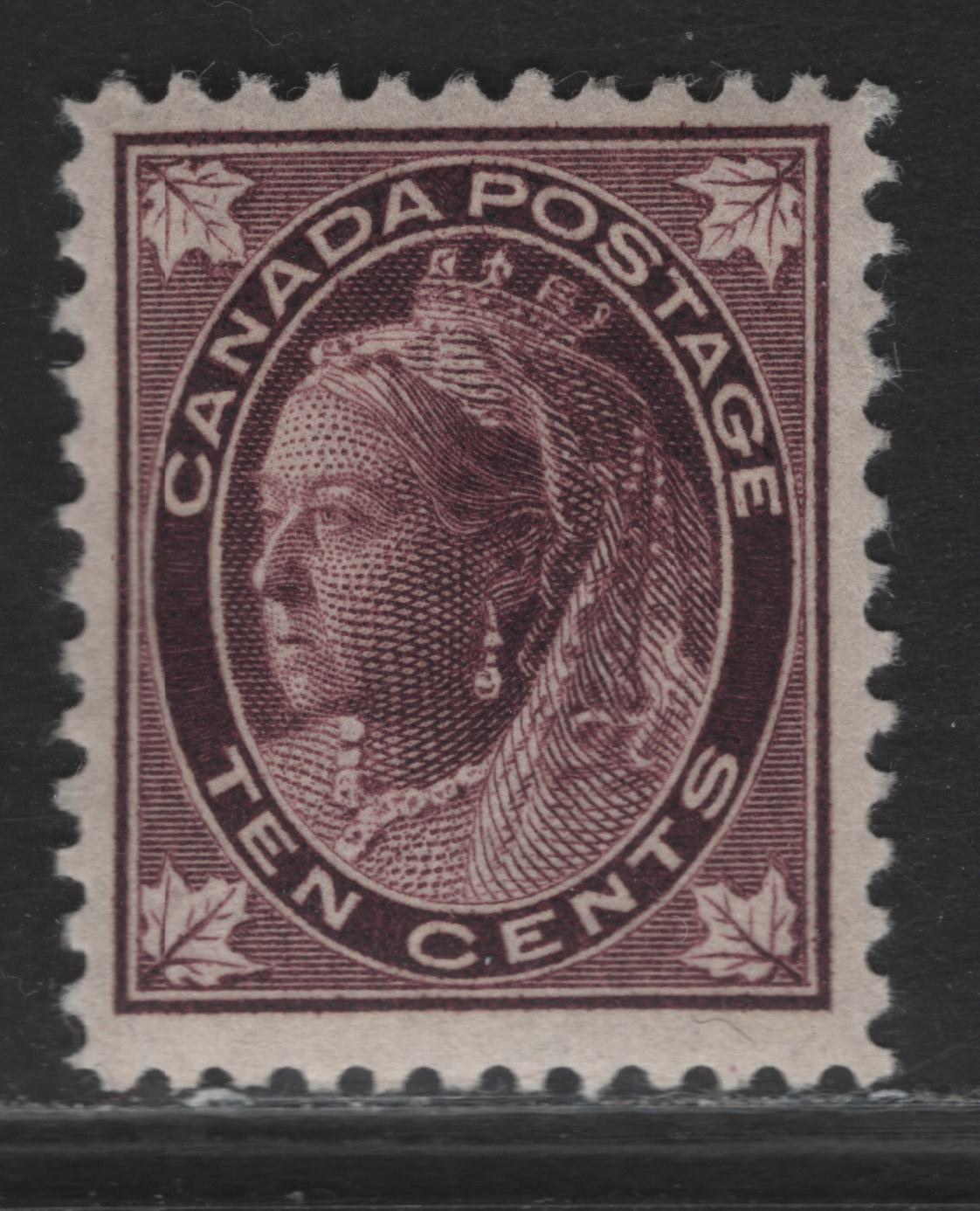 Lot 115 (C) Canada #73 10c Reddish Brown Violet Queen Victoria, 1897-1898 Maple Leaf Issue, A VFOG Single, Paper ABN-AA, Perf 11.9x12, Design Size 17x21mm