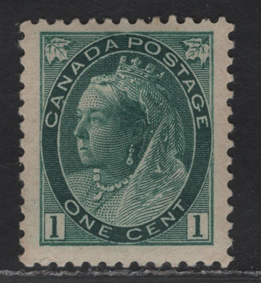 Lot 118 (C) Canada #75ii 1c Deep Blue Green Queen Victoria, 1898-1902 Numeral Issue, A VFOG Single, Paper ABN-A, Perf 12, Showing Minor Re-Entry In The UR Corner, Design Size 17.4x21.25.