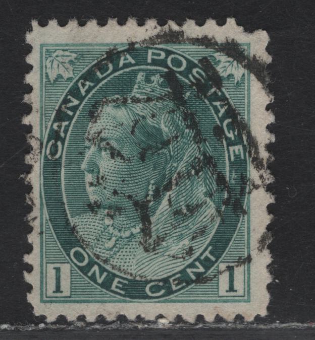 Lot 120 (C) Canada #75ii 1c Blue Green Queen Victoria, 1898-1902 Numeral Issue, A Very Good Used Single, Paper ABN-A, Perf 11.9, Ottawa Crown Cancel, Pulled UR Corner Perf.