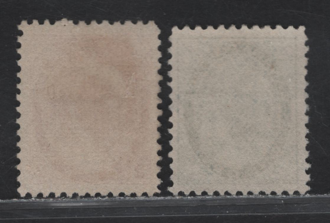 Lot 124 (C) Canada #67, 77a 1c - 2c Blue Green - Pale Carmine Red Queen Victoria, 1897-1902 Maple Leaf - Numeral Issues, 2 Very Fine Unused Singles, Paper ABN-AA, Perf 11.9x12