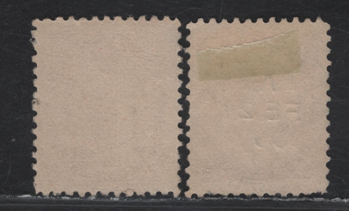 Lot 135 (C) Canada #77var 2c Carmine & Deep Carmine Rose Queen Victoria, 1898-1902 Numeral Issue, 2 Very Fine Used Singles, Die 1, Paper ABN-PP, Unchecked As To Perfs.