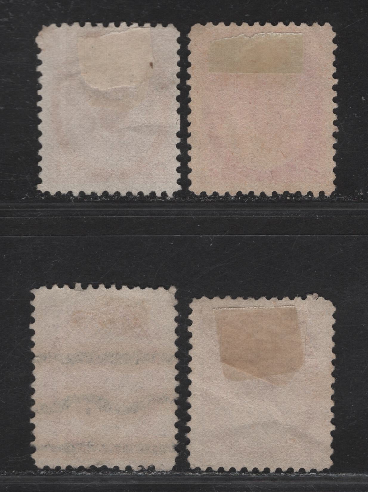 Lot 138 (C) Canada #77a, 77xxa 2c Carmine Red Shades, 1898-1902 Queen Victoria Numeral Issue, 4 VF Used Singles Die 2, On Various Papers, One Precancel, Perfs Unchecked